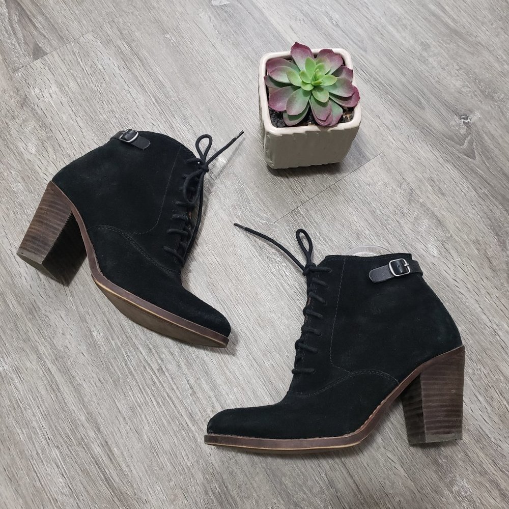Lucky Brand Echoh Black Suede Booties Sz 8